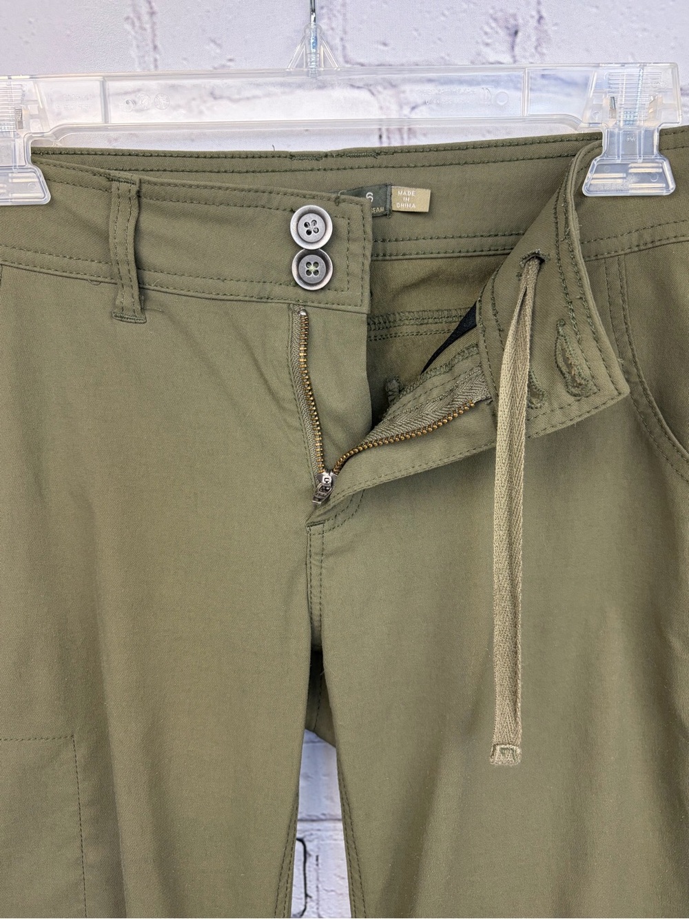 prAna Halle Outdoor Hiking Pants Roll Up Leg Olive Green Sz 6 - Picture 6 of 16